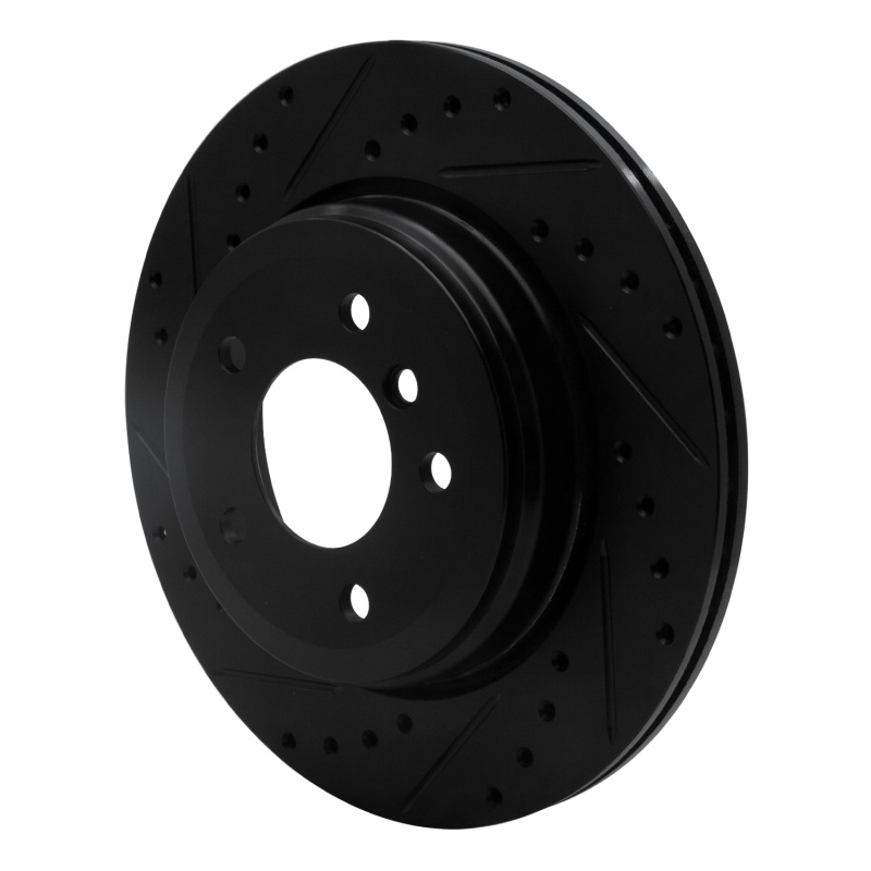 BMW 525I Brake Rotor (1) - Rear Left - R1 Concepts - Drilled & Slotted - Black - `04-`10